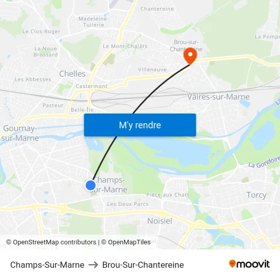 Champs-Sur-Marne to Brou-Sur-Chantereine map