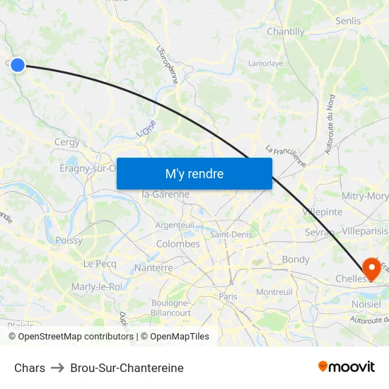 Chars to Brou-Sur-Chantereine map