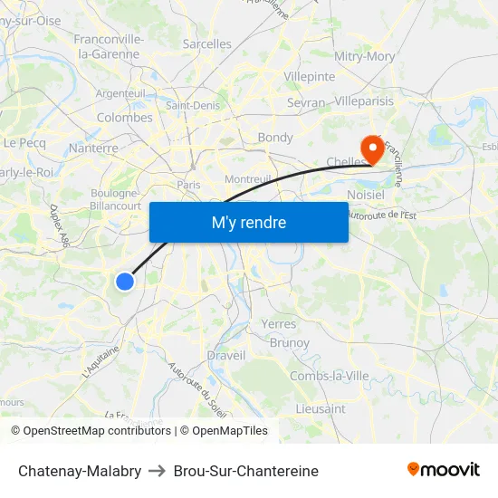 Chatenay-Malabry to Brou-Sur-Chantereine map