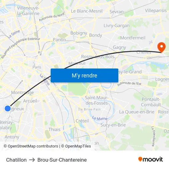 Chatillon to Brou-Sur-Chantereine map