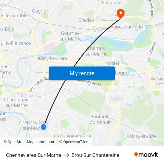Chennevieres-Sur-Marne to Brou-Sur-Chantereine map