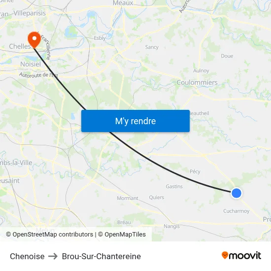 Chenoise to Brou-Sur-Chantereine map