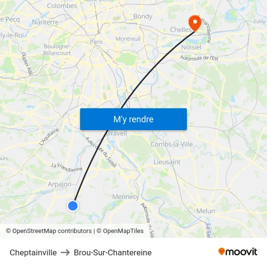 Cheptainville to Brou-Sur-Chantereine map