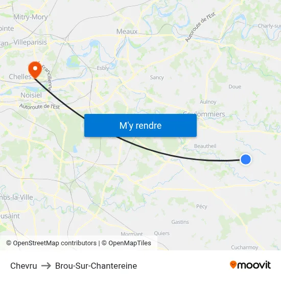 Chevru to Brou-Sur-Chantereine map