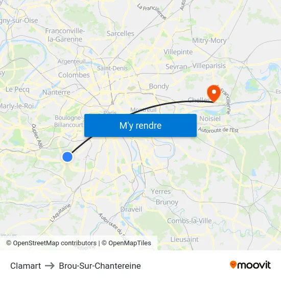 Clamart to Brou-Sur-Chantereine map