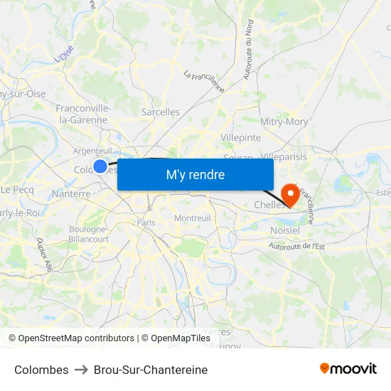 Colombes to Brou-Sur-Chantereine map