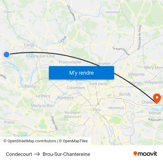 Condecourt to Brou-Sur-Chantereine map