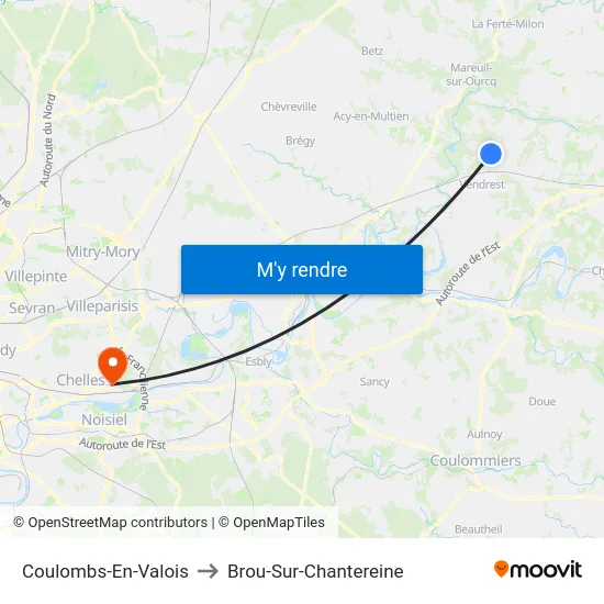 Coulombs-En-Valois to Brou-Sur-Chantereine map