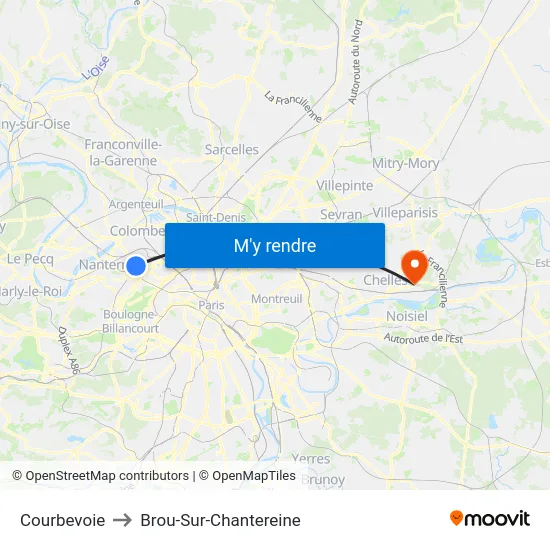 Courbevoie to Brou-Sur-Chantereine map