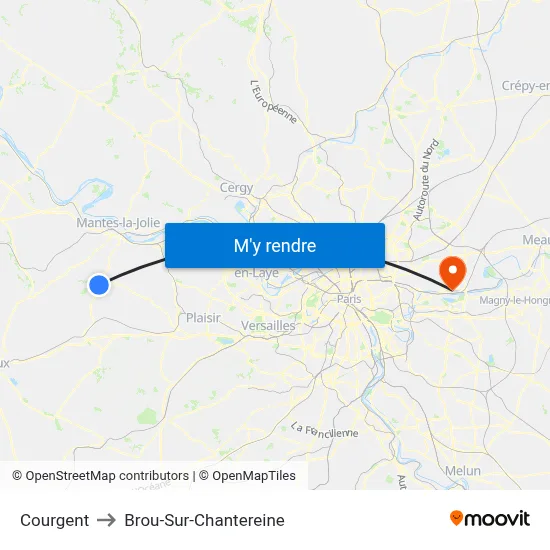 Courgent to Brou-Sur-Chantereine map