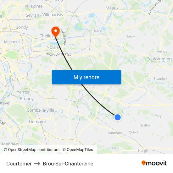 Courtomer to Brou-Sur-Chantereine map