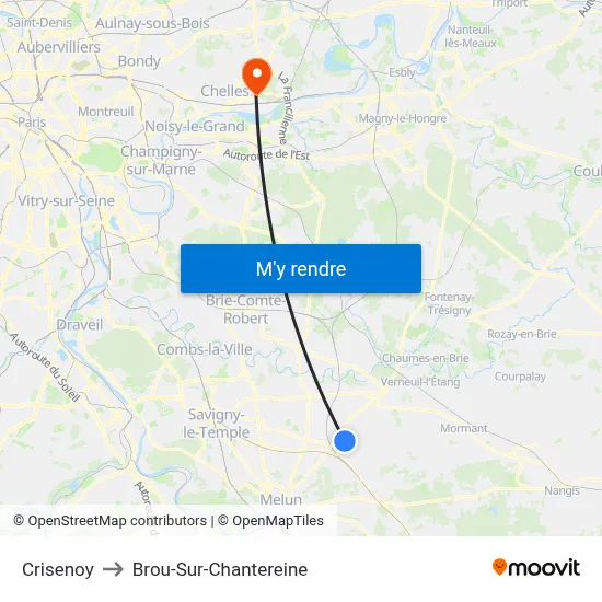 Crisenoy to Brou-Sur-Chantereine map