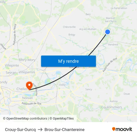 Crouy-Sur-Ourcq to Brou-Sur-Chantereine map