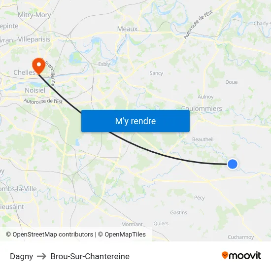 Dagny to Brou-Sur-Chantereine map