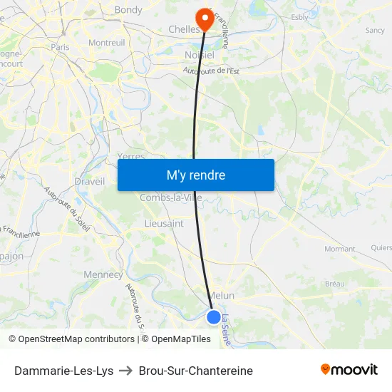 Dammarie-Les-Lys to Brou-Sur-Chantereine map