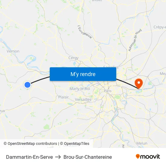 Dammartin-En-Serve to Brou-Sur-Chantereine map