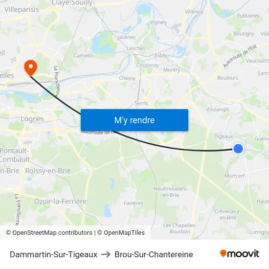 Dammartin-Sur-Tigeaux to Brou-Sur-Chantereine map