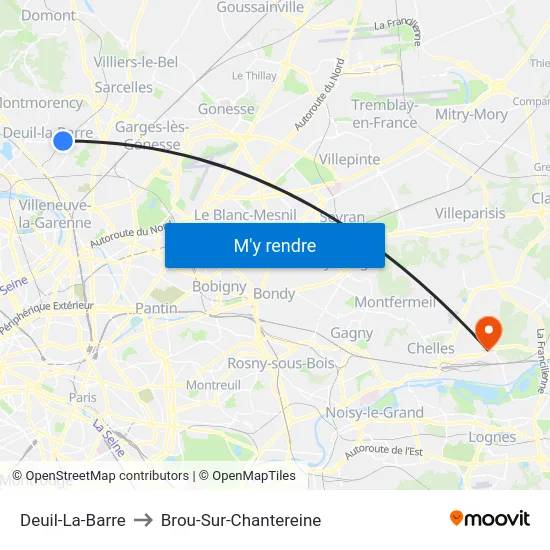 Deuil-La-Barre to Brou-Sur-Chantereine map