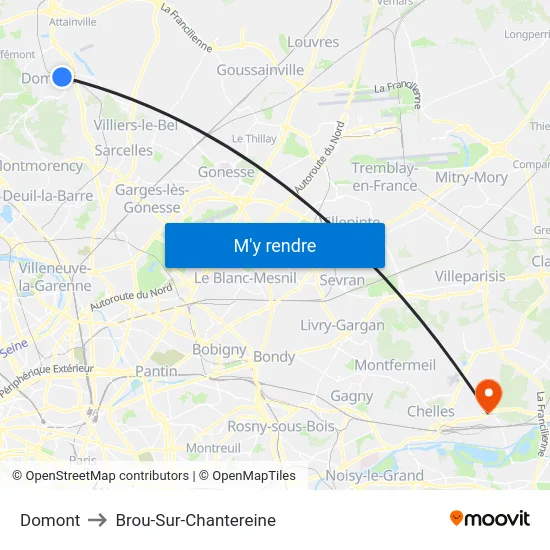 Domont to Brou-Sur-Chantereine map