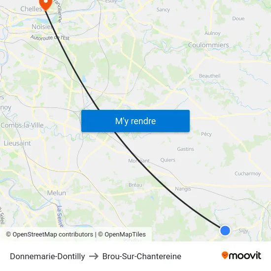 Donnemarie-Dontilly to Brou-Sur-Chantereine map
