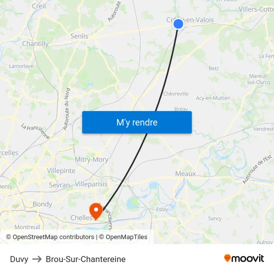 Duvy to Brou-Sur-Chantereine map
