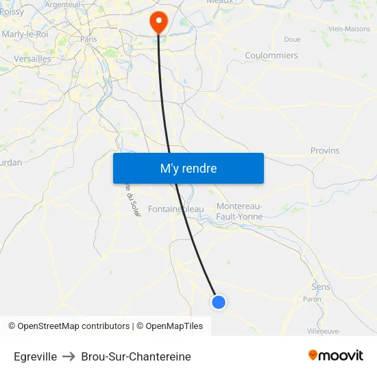 Egreville to Brou-Sur-Chantereine map