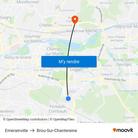 Emerainville to Brou-Sur-Chantereine map