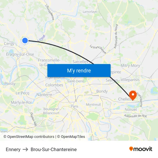 Ennery to Brou-Sur-Chantereine map