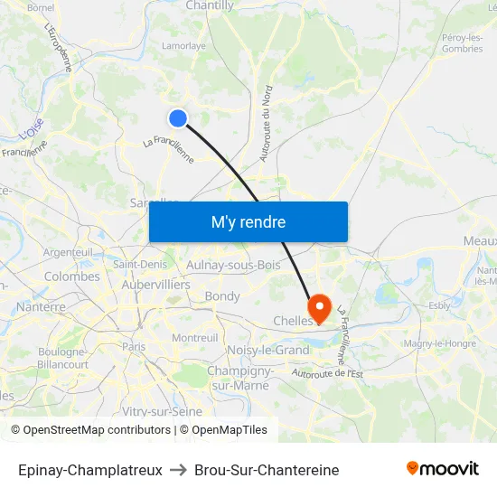 Epinay-Champlatreux to Brou-Sur-Chantereine map