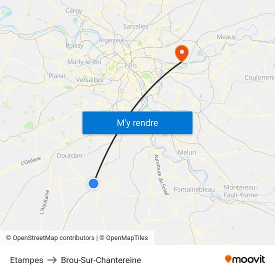 Etampes to Brou-Sur-Chantereine map
