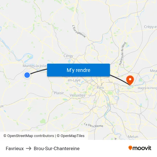 Favrieux to Brou-Sur-Chantereine map
