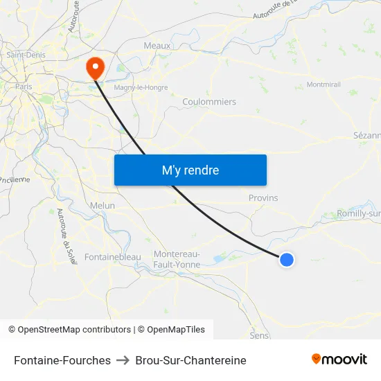 Fontaine-Fourches to Brou-Sur-Chantereine map