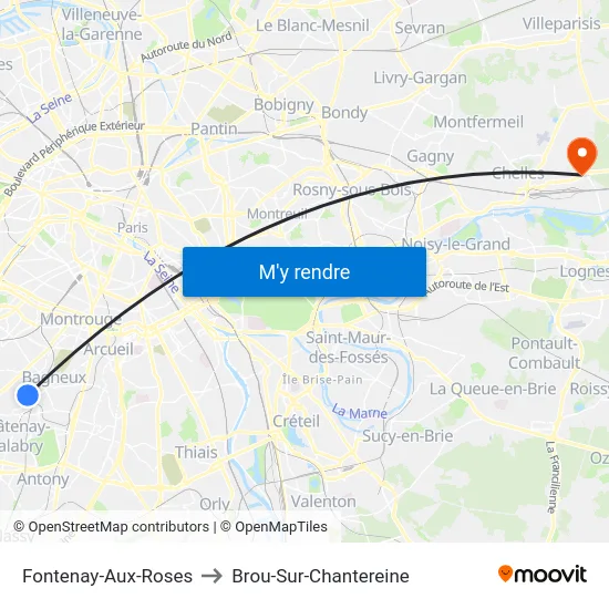 Fontenay-Aux-Roses to Brou-Sur-Chantereine map