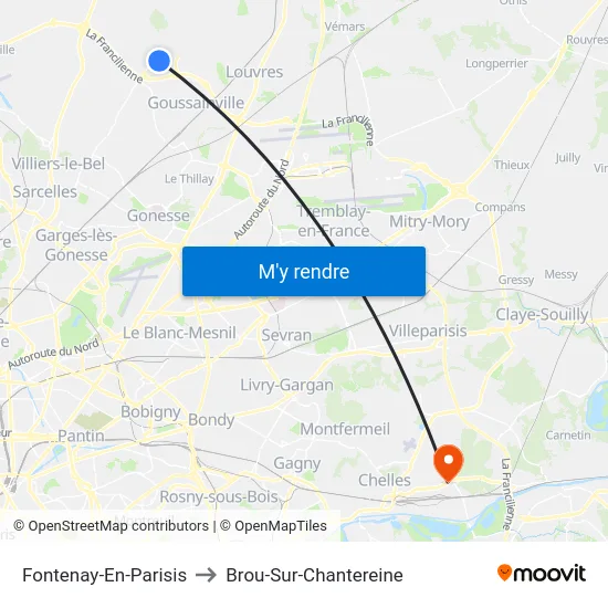 Fontenay-En-Parisis to Brou-Sur-Chantereine map