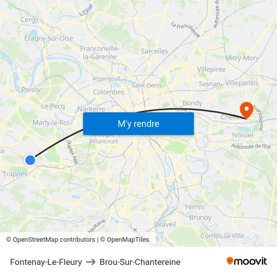 Fontenay-Le-Fleury to Brou-Sur-Chantereine map