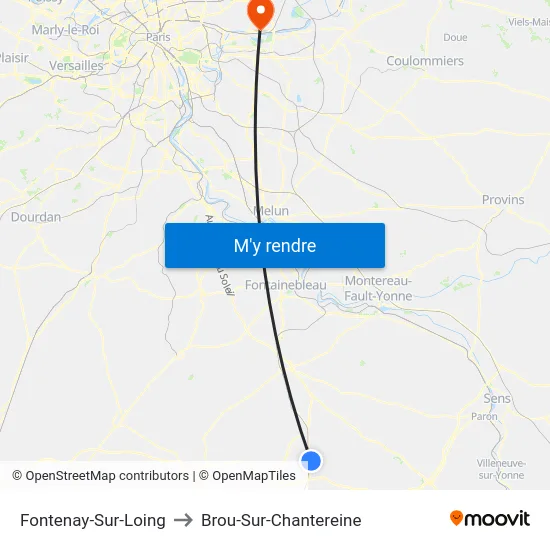 Fontenay-Sur-Loing to Brou-Sur-Chantereine map