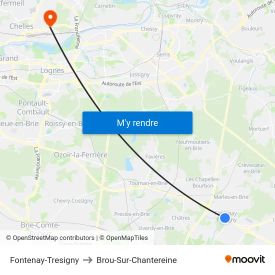 Fontenay-Tresigny to Brou-Sur-Chantereine map