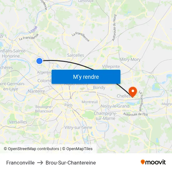 Franconville to Brou-Sur-Chantereine map