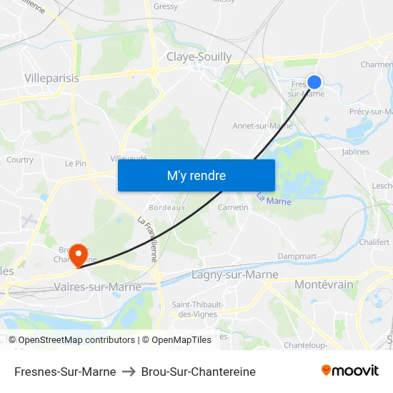 Fresnes-Sur-Marne to Brou-Sur-Chantereine map