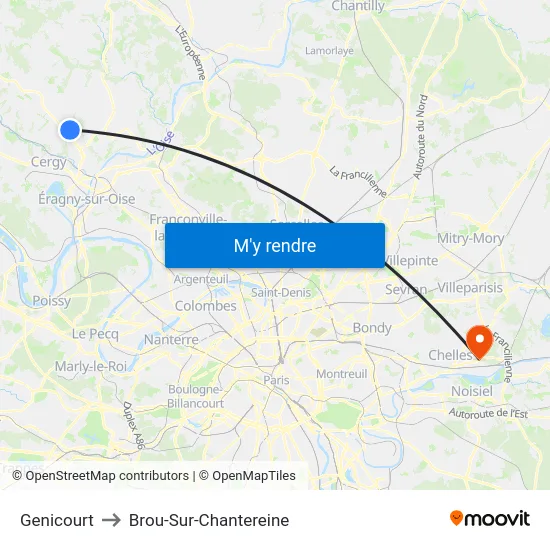 Genicourt to Brou-Sur-Chantereine map