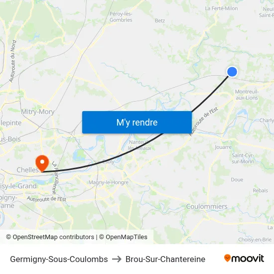 Germigny-Sous-Coulombs to Brou-Sur-Chantereine map