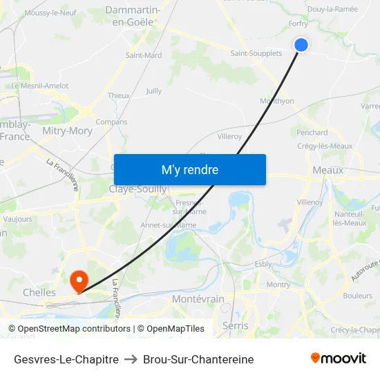 Gesvres-Le-Chapitre to Brou-Sur-Chantereine map