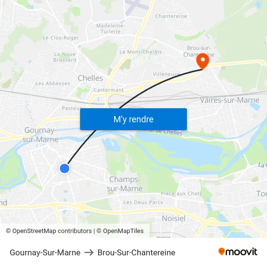 Gournay-Sur-Marne to Brou-Sur-Chantereine map