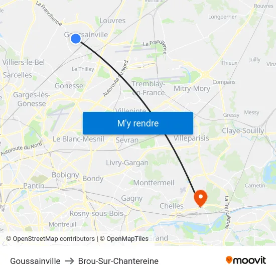 Goussainville to Brou-Sur-Chantereine map