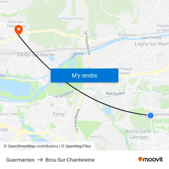 Guermantes to Brou-Sur-Chantereine map