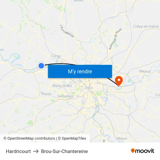 Hardricourt to Brou-Sur-Chantereine map