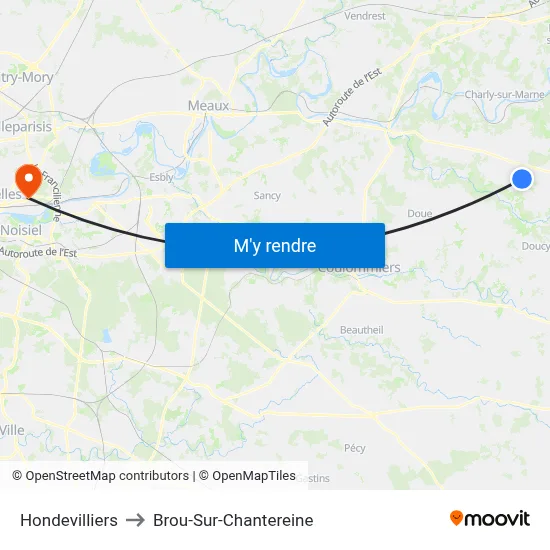 Hondevilliers to Brou-Sur-Chantereine map