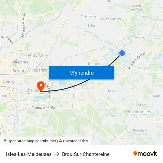 Isles-Les-Meldeuses to Brou-Sur-Chantereine map