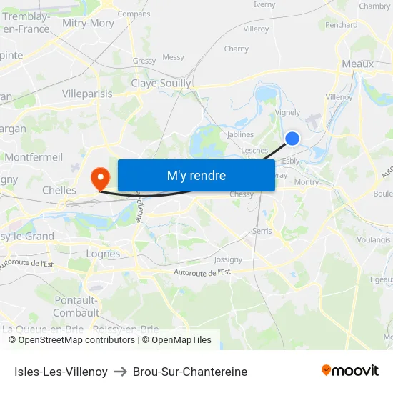 Isles-Les-Villenoy to Brou-Sur-Chantereine map