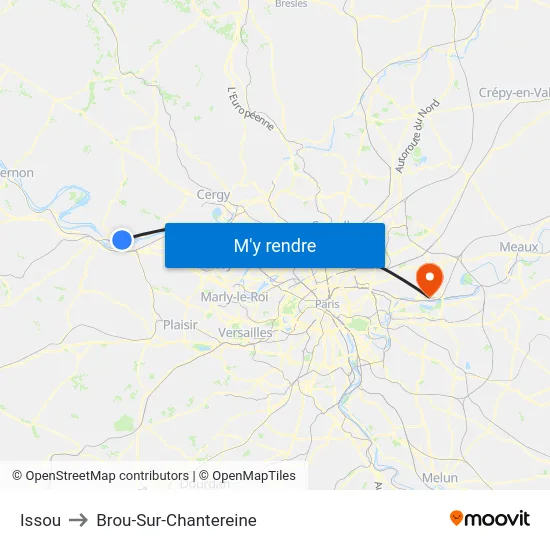 Issou to Brou-Sur-Chantereine map